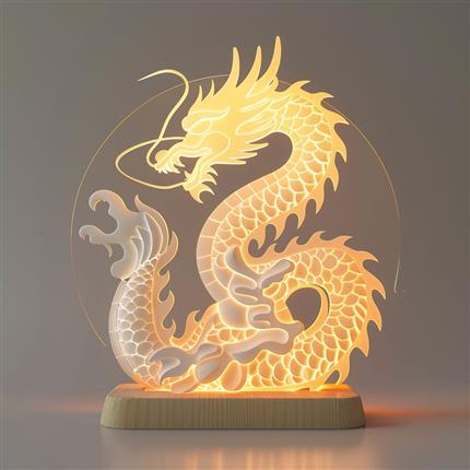 光影腾云赤龙夜灯-苏州博物馆经典元素，青花海水白龙盘灵感再现，火龙穿云而来，照亮夜的宁静！  
