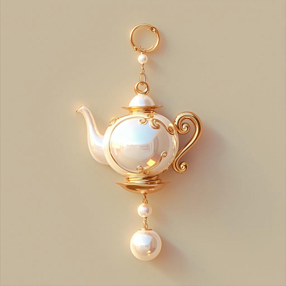 茶韵珍珠胸针-优雅茶壶设计，点亮你的时尚品味！ 1