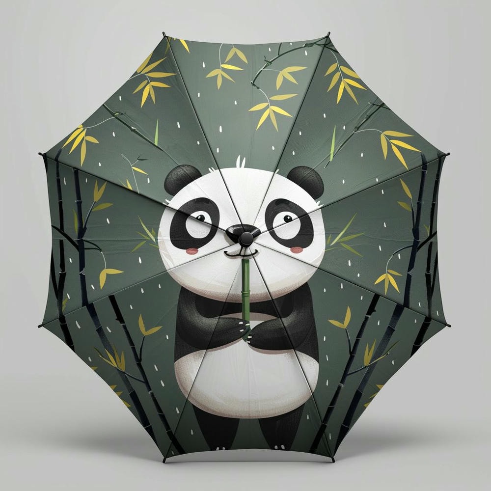 竹林萌熊雨伞-带你走进熊猫的雨中世界! 1