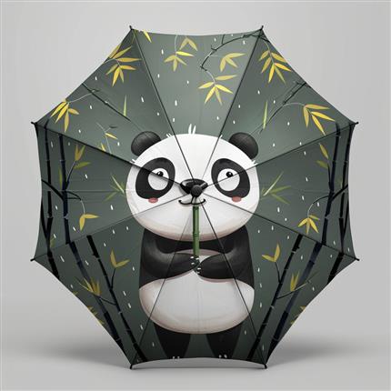 竹林萌熊雨伞-带你走进熊猫的雨中世界！