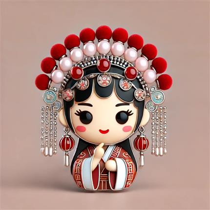 花旦华彩-中国京剧艺术基金会文创胸针-将京剧花旦的灵动佩戴在身