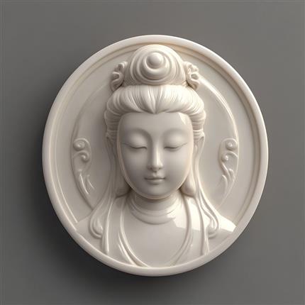 观音圣洁-德化窑白釉观音像纪念徽章-传递慈悲与祥和的力量！