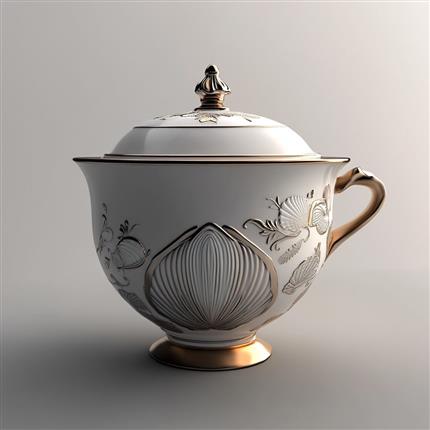 贝韵金辉盖碗-华丽典雅的海洋元素茶具，品味贵族般的生活仪式