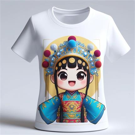 欢乐国粹！京剧花旦欢乐短袖T恤 - 感受传统艺术的魅力！