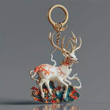 魅力闪耀-九色鹿幻彩钥匙扣-点亮你的生活！