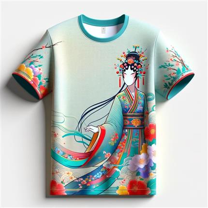 花旦韵彩-中国京剧艺术基金会文创T恤-穿上京剧花旦的优雅与风采