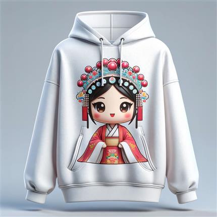 国粹萌趣！京剧萌趣花旦连帽衫 - 温暖你的冬日时光！