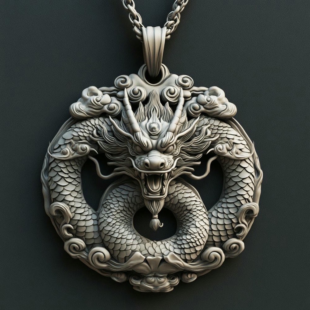 龙腾云纹-青花云龙纹瓷盖罐元素吊坠-传承东方威仪的珍品饰物! 1