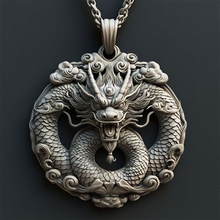 龙腾云纹-青花云龙纹瓷盖罐元素吊坠-传承东方威仪的珍品饰物！