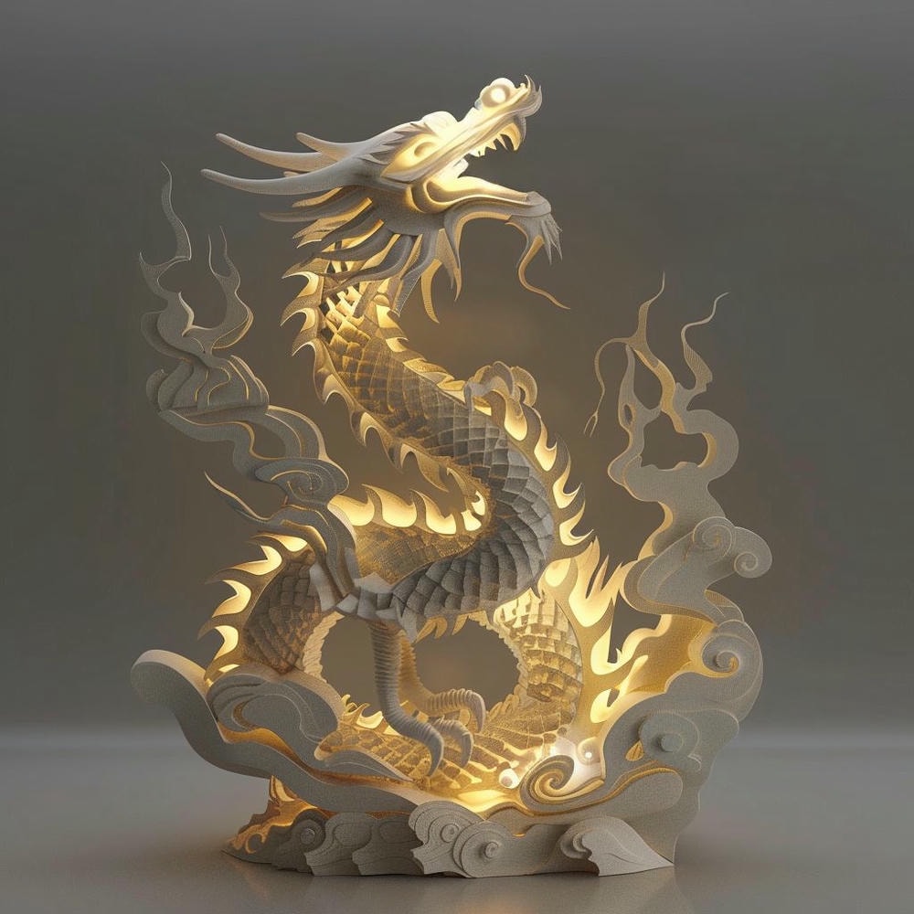 龙腾云海,光影再现!云龙腾跃纸雕灯-天津博物馆再现宣德青花之风采 1