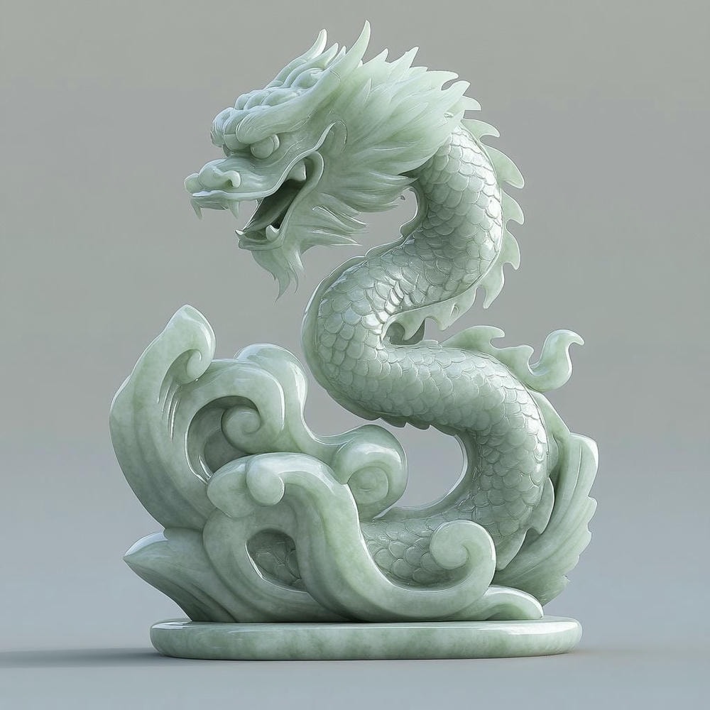 龙腾四海,玉石生辉!跃龙腾云玉雕摆件-天津博物馆演绎宣德青花云龙之气韵 1