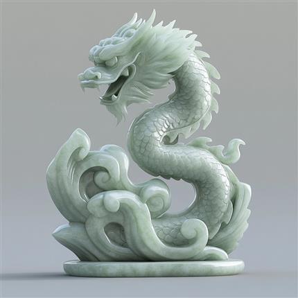 龙腾四海，玉石生辉！跃龙腾云玉雕摆件-天津博物馆演绎宣德青花云龙之气韵