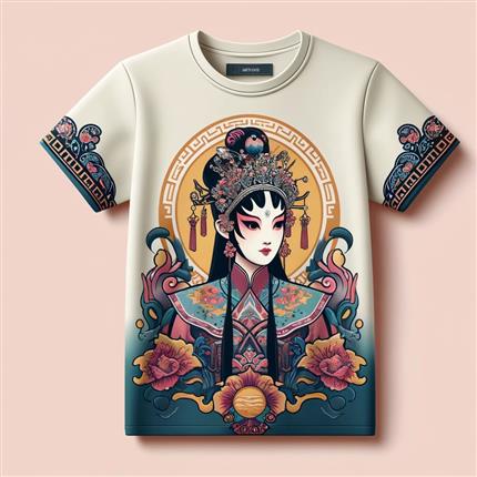 传承经典！国韵花旦艺术短袖 - 打造国粹新时尚！