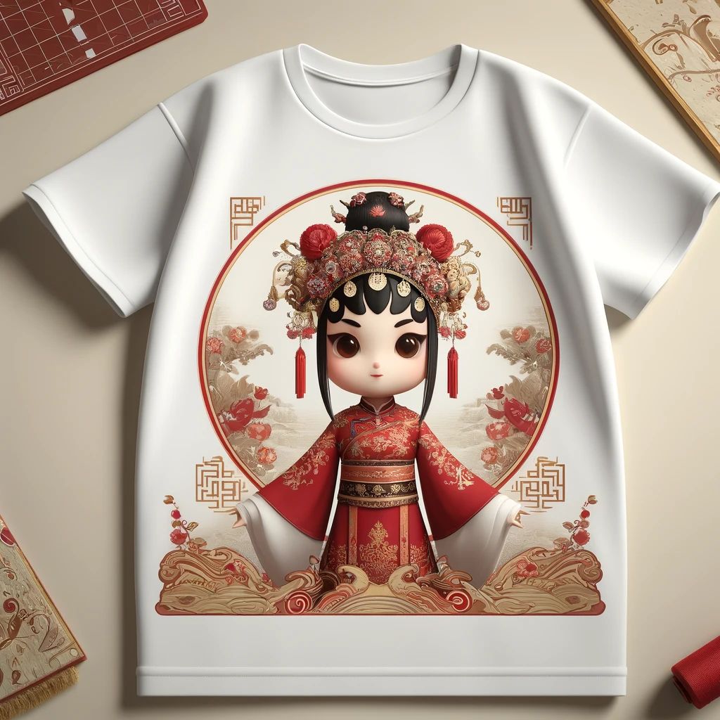 吉祥国粹!国风花旦吉祥短袖 - 传承经典之美! 1