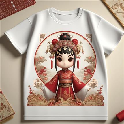 吉祥国粹！国风花旦吉祥短袖 - 传承经典之美！