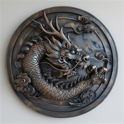 龙腾壁饰-斗彩云龙盖罐壁挂艺术品-再现东方龙的威严与力量！