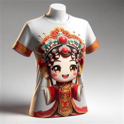 喜气洋洋！京剧萌趣花旦贺喜短袖 - 让国粹之美融入生活！