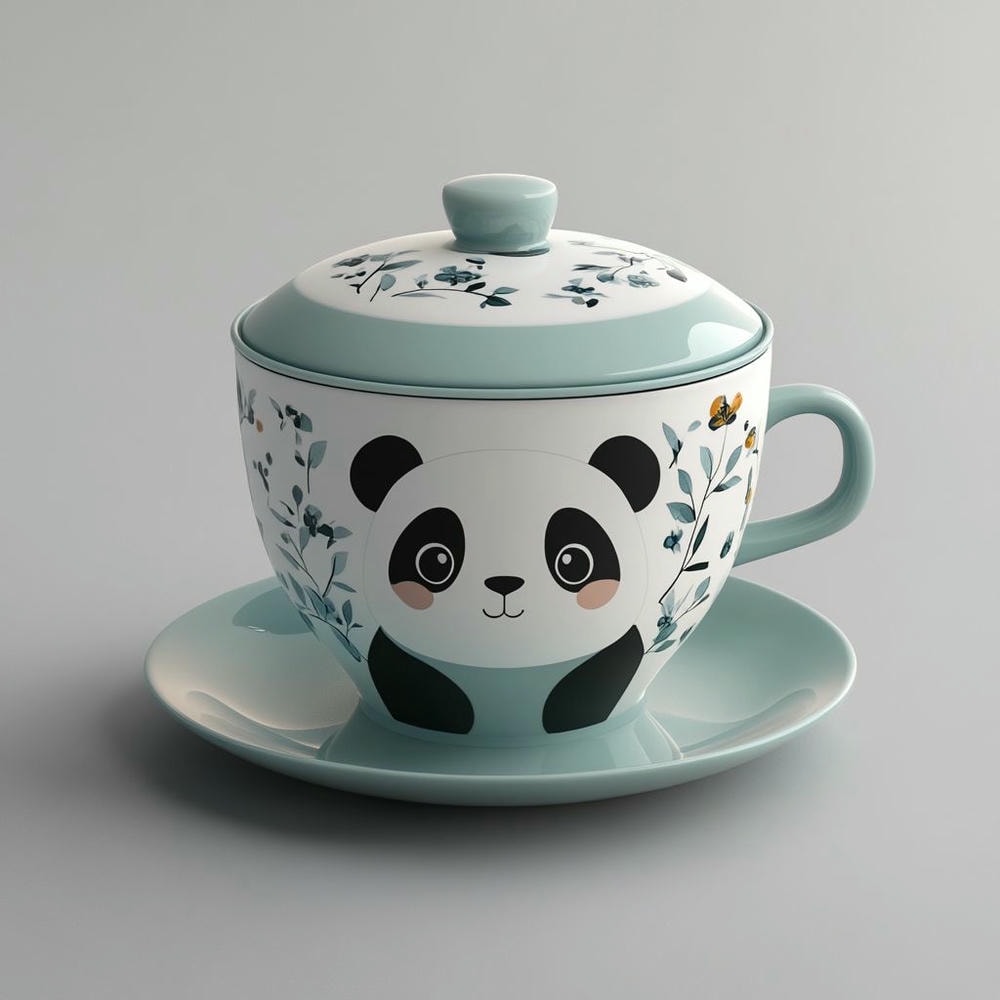 萌宠清趣-熊猫清趣盖碗-为您的茶席增添一丝自然童真! 1