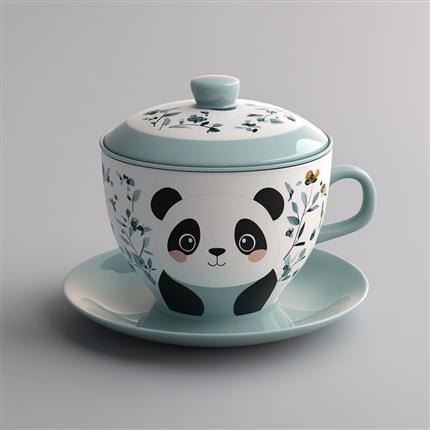 萌宠清趣-熊猫清趣盖碗-为您的茶席增添一丝自然童真！