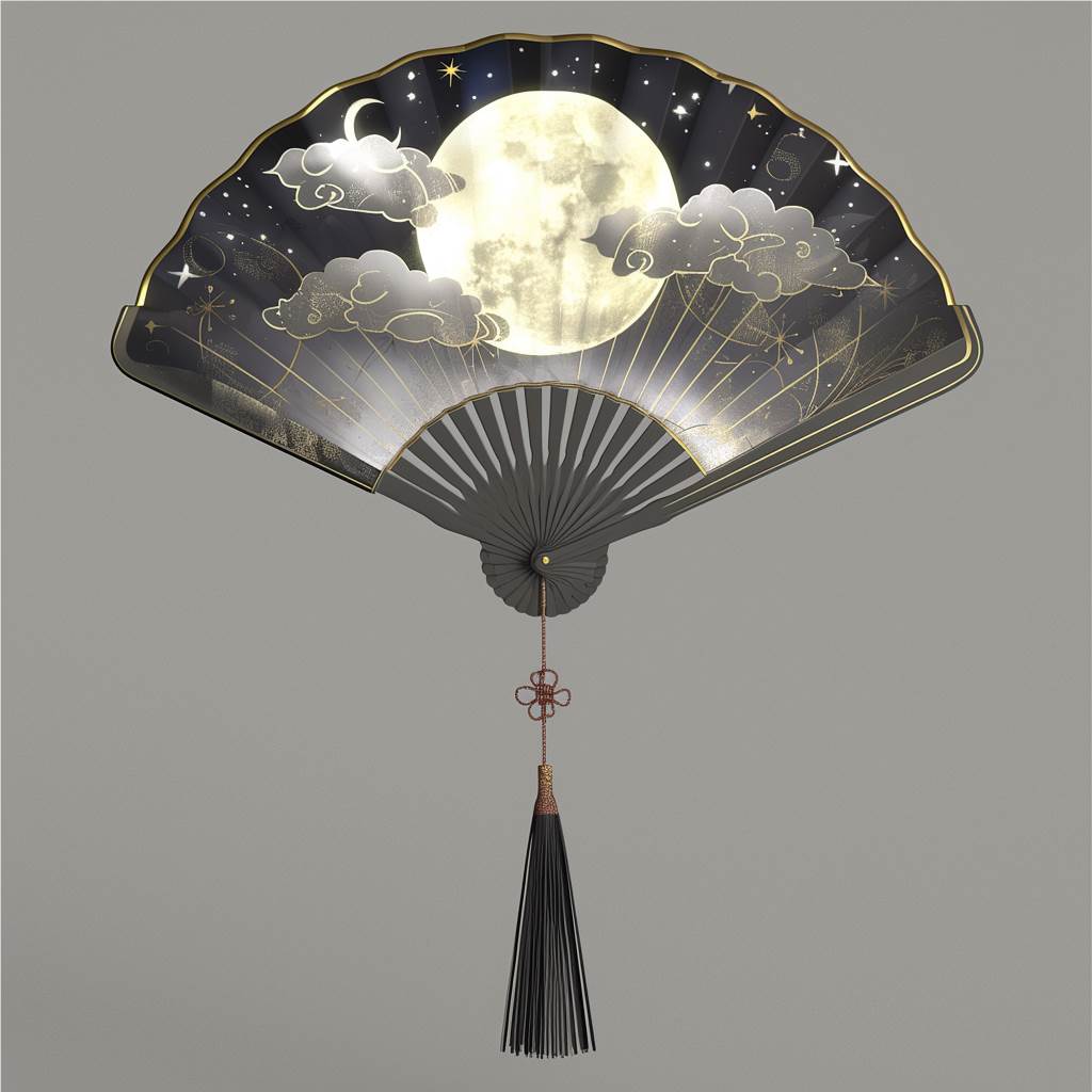 如梦似幻的月夜折扇,手握一轮明月,尽享夜色之美 1