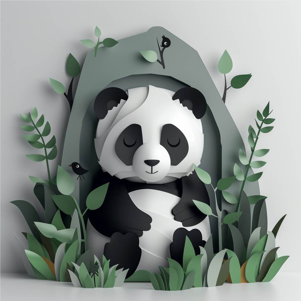 静谧的熊猫森林!手工纸艺装饰,打造自然治愈空间 1