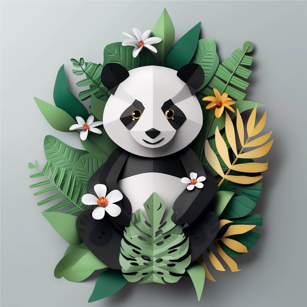 热带森林中的憨萌守护者!大熊猫手工纸艺装饰,为家增添自然之美 1