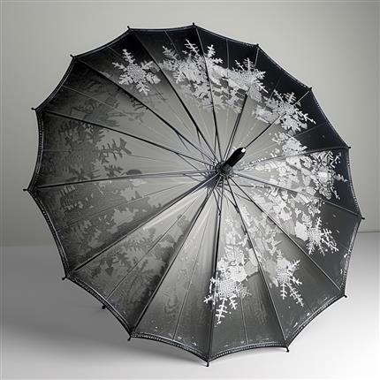 雪花在伞间绽放，带你感受冬日的浪漫雨夜