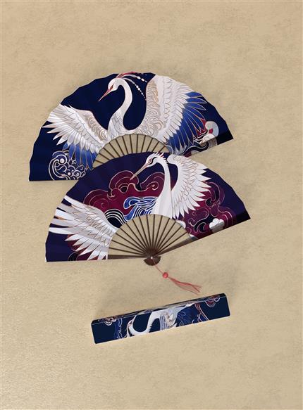 优雅云鹤折扇，携手传统之美伴你清凉一夏