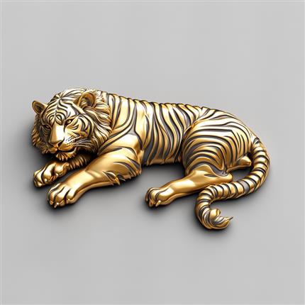 金色猛虎，尊贵典雅，尽显王者风范的艺术臻品