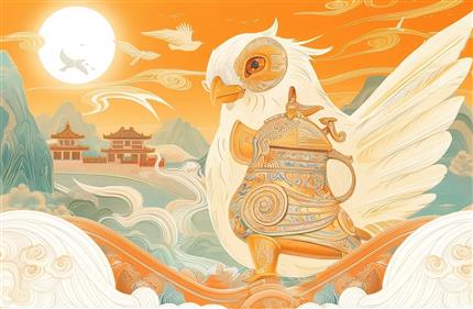  日升东方，妇好鸮尊携瑞鸟翱翔天地！