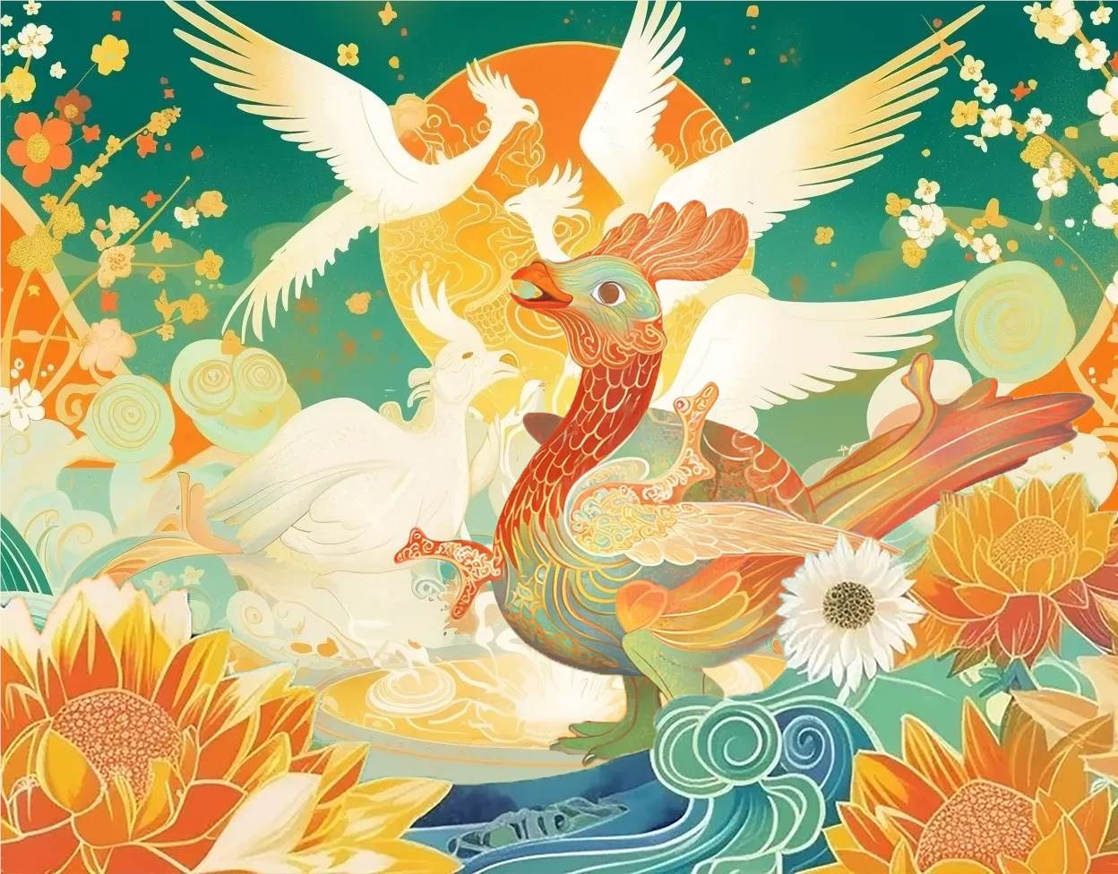 五凤朝阳,祥瑞花海中的辉煌乐章 1