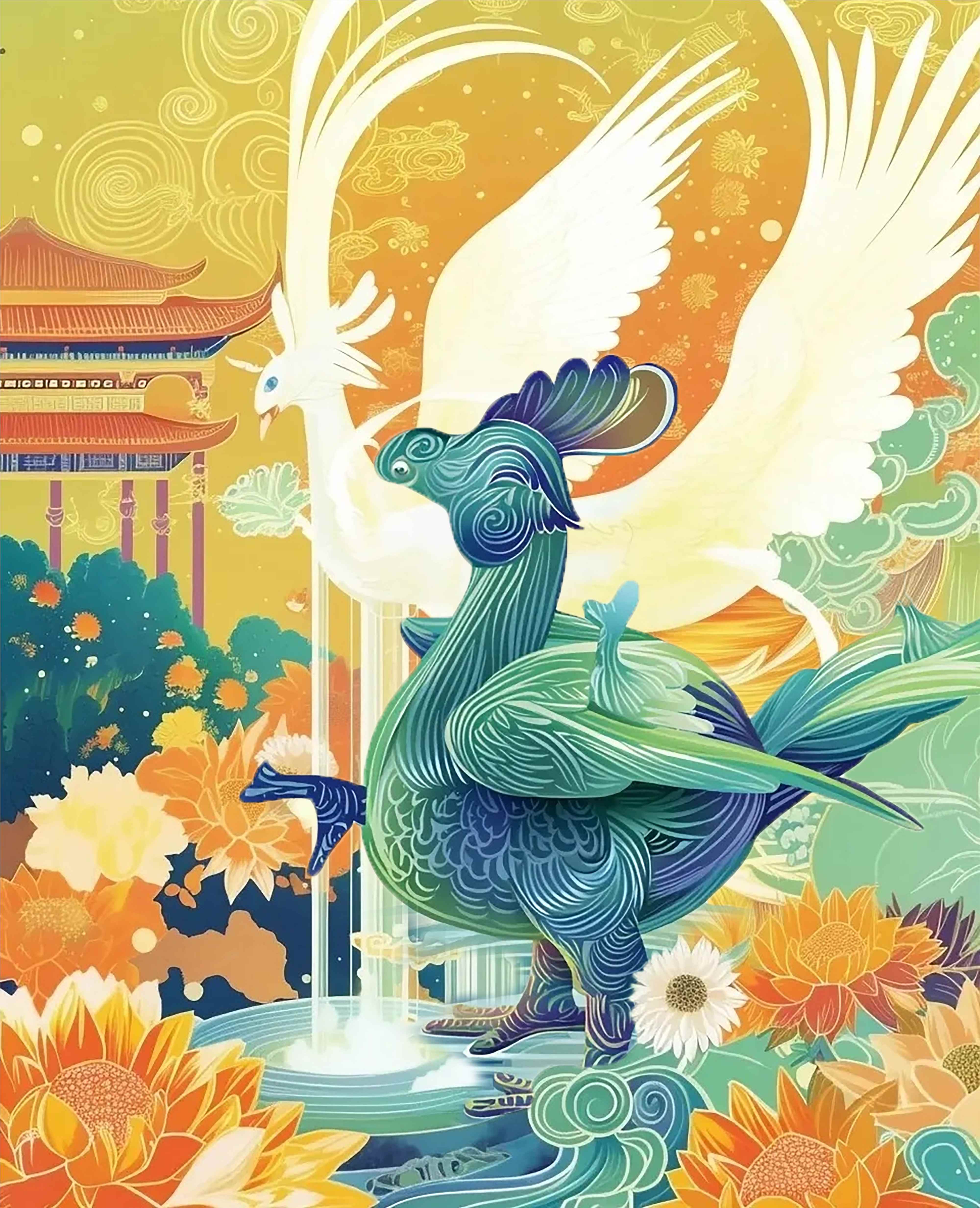 五凤齐飞,莲花圣境中的祥瑞之光 1